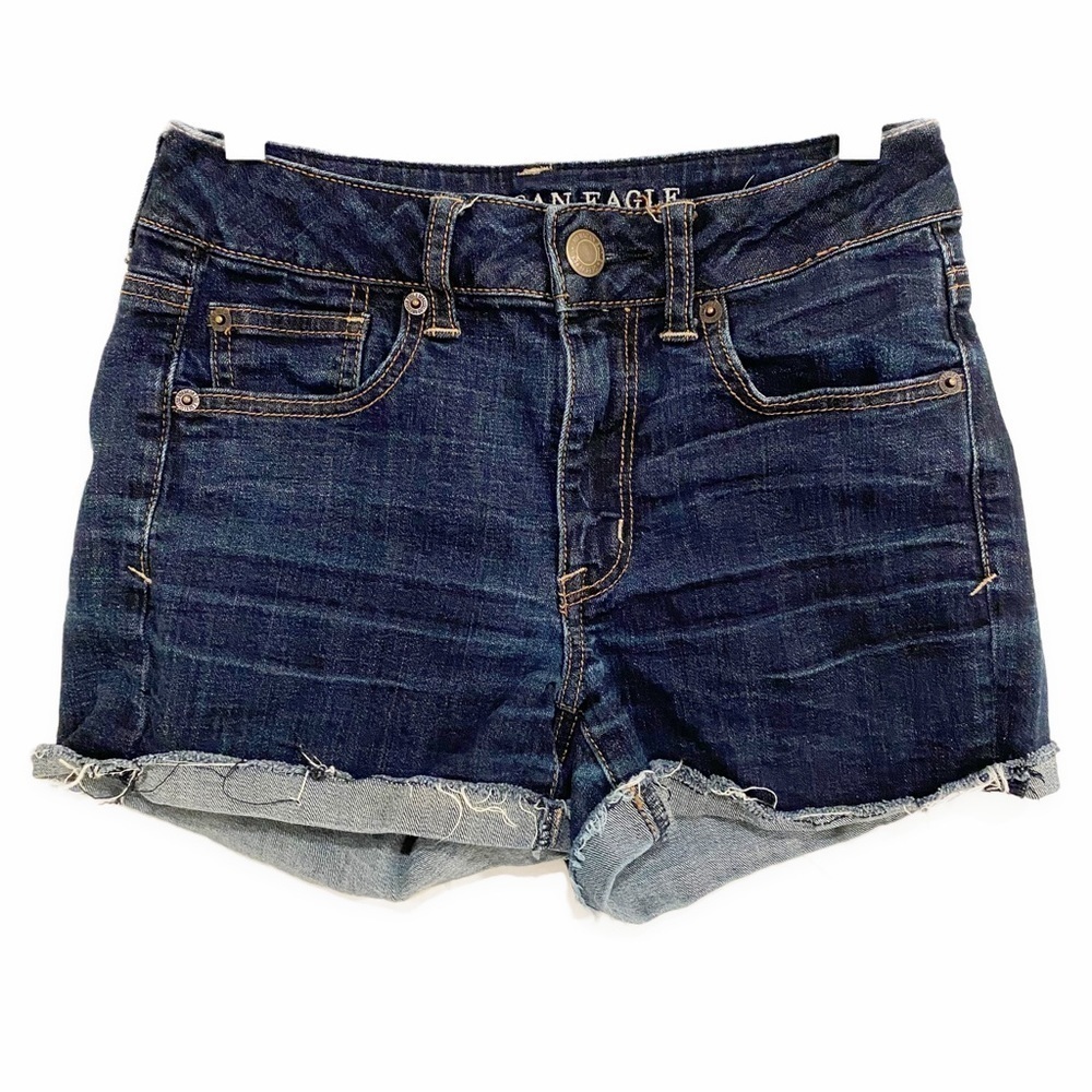 American Eagle | Super Stretch Jean Shorts Dark Wash Size 2 - Picture 2 of 6